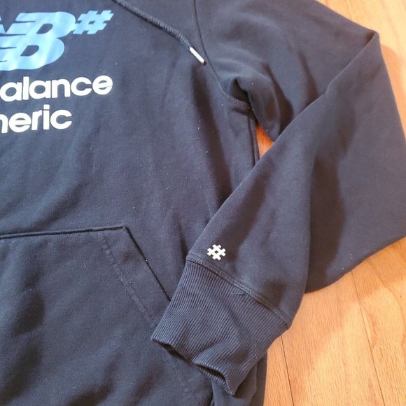 New Balance Numeric Stacked Hoodie Men Black Design Logo - Picture 3 of 5